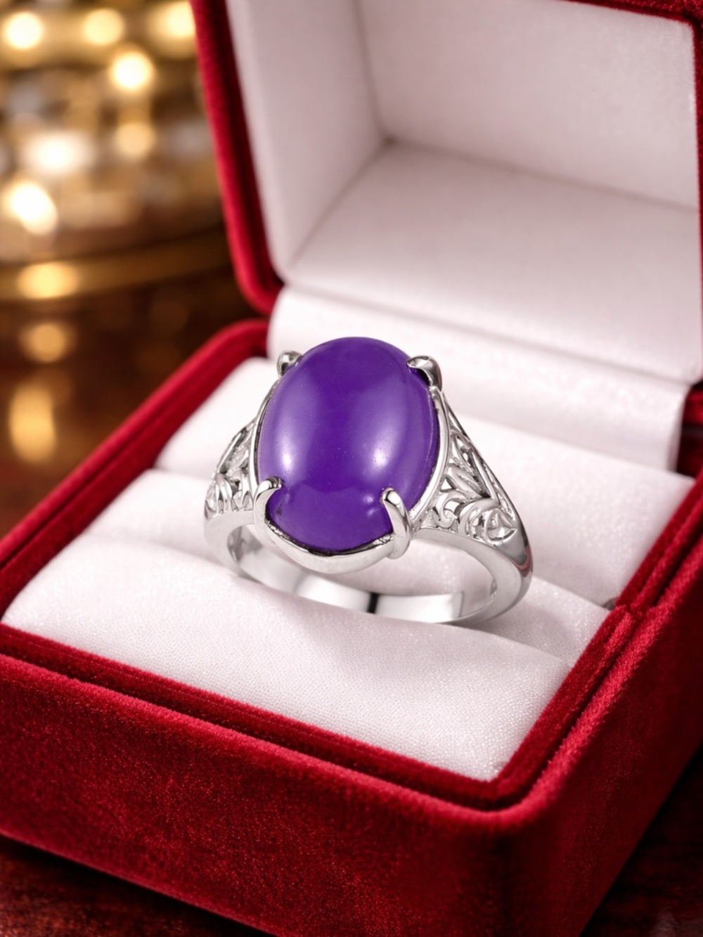 Genuine Purple Jade 11.40 ctw Ring size 9 Pacific Collection JTV